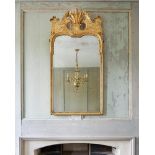 A GEORGE I GILTWOOD AND GESSO WALL MIRROR IN THE MANNER OF MOORE & GUMLEY, CIRCA 1720