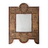 A CHARLES II WALNUT AND NEEDLEWORK INSET WALL MIRROR, CIRCA 1660