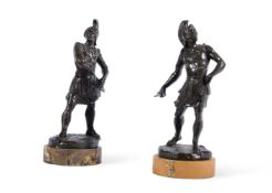 A PAIR OF GRAND TOUR BRONZE MODELS OF ROMAN SOLDIERS, 18TH/19TH CENTURY