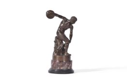 AFTER THE ANTIQUE, A GRAND TOUR BRONZE MODEL OF THE DISCUS THROWER, 19TH CENTURY