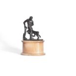 AFTER THE ANTIQUE- A SMALL BRONZE FIGURE OF HERCULES AND CERBERUS, 17TH/18TH CENTURY