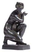 AFTER GIAMBOLOGNA, A BRONZE FIGURE OF THE CROUCHING VENUS, MID 19TH CENTURY