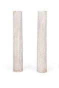 A PAIR OF CREAM AND GREY PAINTED FLUTED COLUMNS, 18TH/EARLY 19TH CENTURY