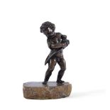 A BRONZE GROUP OF A CHILD WITH HIS PUPPY, POSSIBLY FRENCH, 17TH/18TH CENTURY