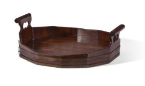 A GEORGE III MAHOGANY AND BRASS BOUND DODECAGONAL TRAY, SECOND HALF 18TH CENTURY