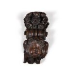 A CHARLES II CARVED WALNUT MASK WALL MOUNT IN BAROQUE MANNER, CIRCA 1860