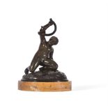 AFTER THE ANTIQUE, AN ITALIAN BRONZE FIGURE OF THE YOUNG HERCULES WRESTLING SNAKES, 18TH CENTURY