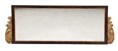 A GEORGE II MAHOGANY AND GILTWOOD OVERMANTEL MIRROR, SECOND QUARTER 18TH CENTURY