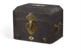Y A GEORGE II SHAGREEN AND GILT BRASS MOUNTED PERFUME BOX, CIRCA 1740