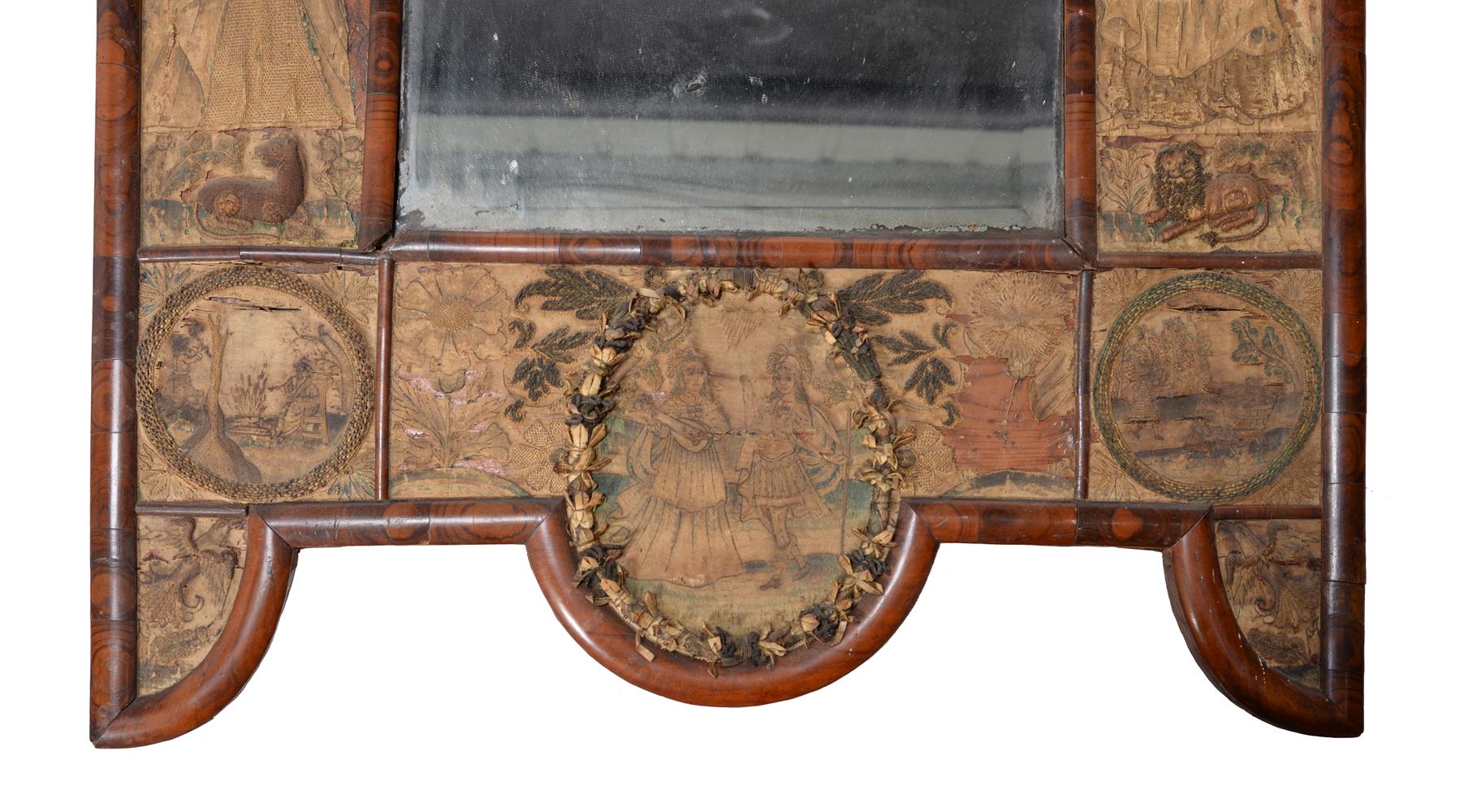 A CHARLES II WALNUT AND NEEDLEWORK INSET WALL MIRROR, CIRCA 1660 - Image 2 of 5