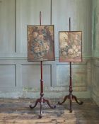 A NEAR PAIR OF GEORGE III MAHOGANY POLE SCREENS, IN THE MANNER OF THOMAS CHIPPENDALE, CIRCA 1765