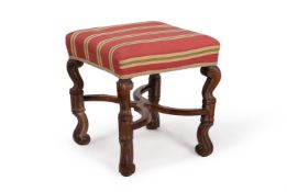 A WALNUT STOOL, IN WILLIAM & MARY STYLE, PROBABLEY 19TH CENTURY