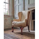 A GEORGE II MAHOGANY WING ARMCHAIR, MID 18TH CENTURY