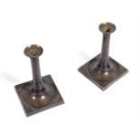 AN UNUSUAL PAIR OF BRASS TABLE CANDLESTICKS FROM LLOYD'S LONDON, CIRCA 1760