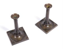 AN UNUSUAL PAIR OF BRASS TABLE CANDLESTICKS FROM LLOYD'S LONDON, CIRCA 1760