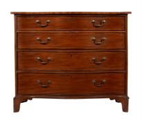 A GEORGE III MAHOGANY AND LINE INALID SEPENTINE CHEST OF DRAWERS, CIRCA 1785