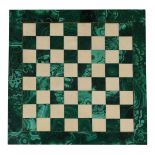 A MALACHITE AND MARBLE INSET CHESS BOARD, 19TH OR EARLY 20TH CENTURY