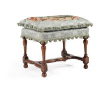 A WALNUT AND UPHOLSTERED STOOL, LATE 17TH/EARLY 18TH CENTURY