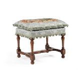 A WALNUT AND UPHOLSTERED STOOL, LATE 17TH/EARLY 18TH CENTURY