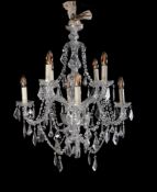 AN EIGHT BRANCH GLASS CHANDELIER, IN THE 19TH CENTURY STYLE