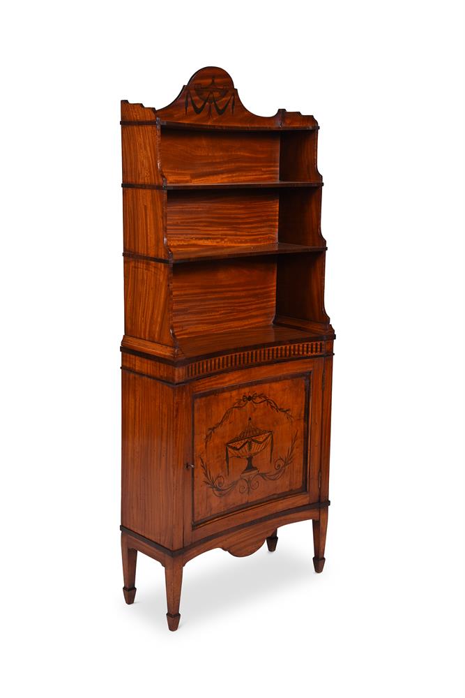 Y A SHERATON REVIVAL SATINWOOD AND MARQUETRY WATERFALL OPEN BOOKCASE, THIRD QUARTER 19TH CENTURY - Image 2 of 6