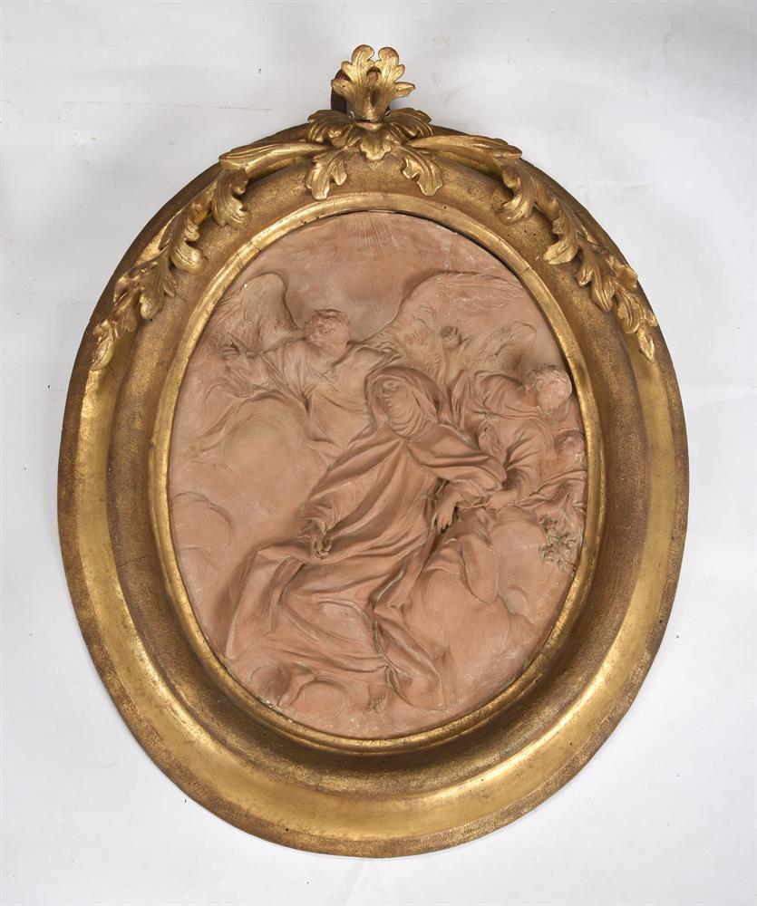 BRIELLO PIÒ (ITALIAN 1690-1770), A PAIR OF OVAL TERRACOTTA RELIEFS DEPICTING FEMALE SAINTS - Image 3 of 4