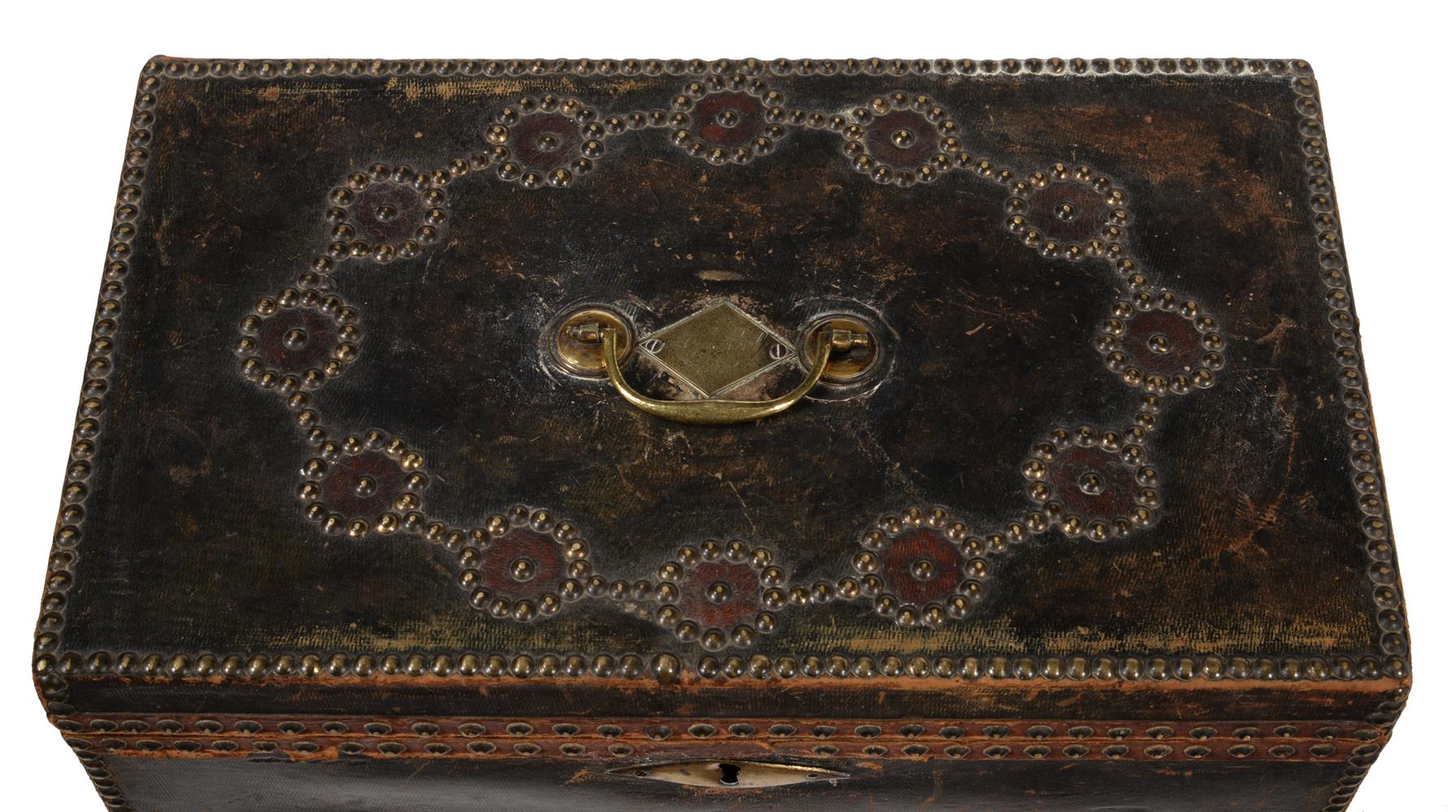 A REGENCY LEATHER AND STUDDED TRUNK, CIRCA 1818 - Image 2 of 3