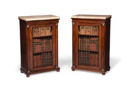 Y A PAIR OF REGENCY ROSEWOOD AND BRASS MOUNTED PIER CABINETS, CIRCA 1815