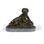 A BRONZE GROUP OF A CHILD PLAYING WITH A BUTTERFLY, FRENCH, 19TH CENTURY