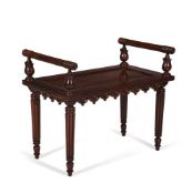 Y AN EXOTIC HARDWOOD HALL BENCH, IN THE MANNER OF GEORGE BULLOCK