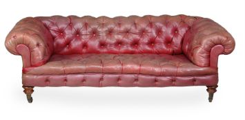 A VICTORIAN LEATHER UPHOLSTERED SOFA, CIRCA 1860