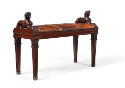A REGENCY MAHOGANY HALL SEAT, IN THE MANNER OF THOMAS HOPE, CIRCA 1815
