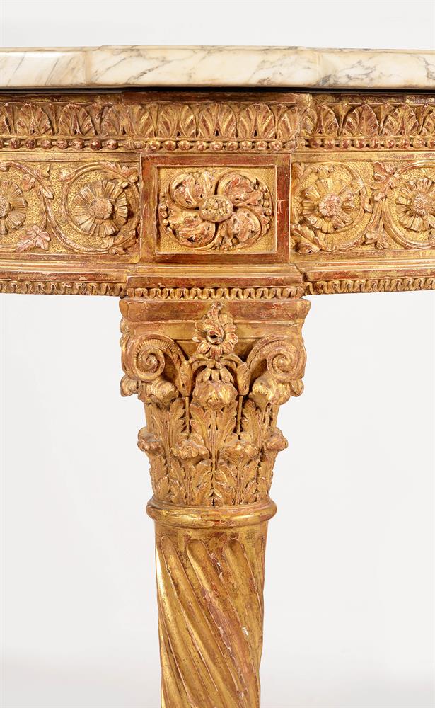 A CONTINENTAL GILTWOOD DEMI-LUNE CONSOLE TABLE, POSSIBLY BALTIC COAST, LATE 18TH CENTURY - Image 4 of 4