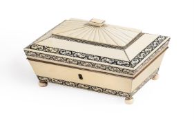 Y AN ANGLO-INDIAN IVORY SEWING BOX, VIZAGAPATAM, EARLY 19TH CENTURY