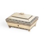 Y AN ANGLO-INDIAN IVORY SEWING BOX, VIZAGAPATAM, EARLY 19TH CENTURY