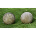 A PAIR OF CORNISH GRANITE BALLS OF MONUMENTAL FORM, 20TH CENTURY