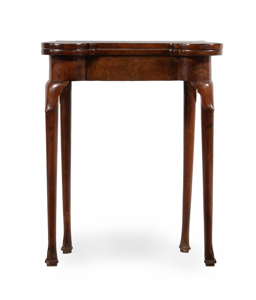 AN UNUSUAL GEORGE I WALNUT AND BURR WALNUT FOLDING TEA TABLE, CIRCA 1720