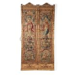 A CARVED GILTWOOD FOUR-FOLD SCREEN WITH FLEMISH TAPESTRY PANELS