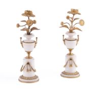 A PAIR OF FRENCH MARBLE AND GILT BRONZE GARNITURES, 19TH CENTURY
