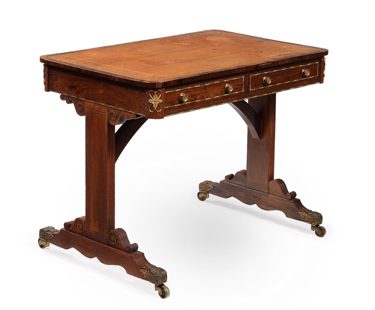 Y A REGENCY ROSEWOOD AND GILT METAL MOUNTED LIBRARY TABLE IN THE MANNER OF JOHN McLEAN, CIRCA 1815 - Image 2 of 5