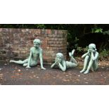 A SET OF THREE LARGE BRONZE FIGURES OF CHILDREN, SECOND HALF 20TH CENTURY