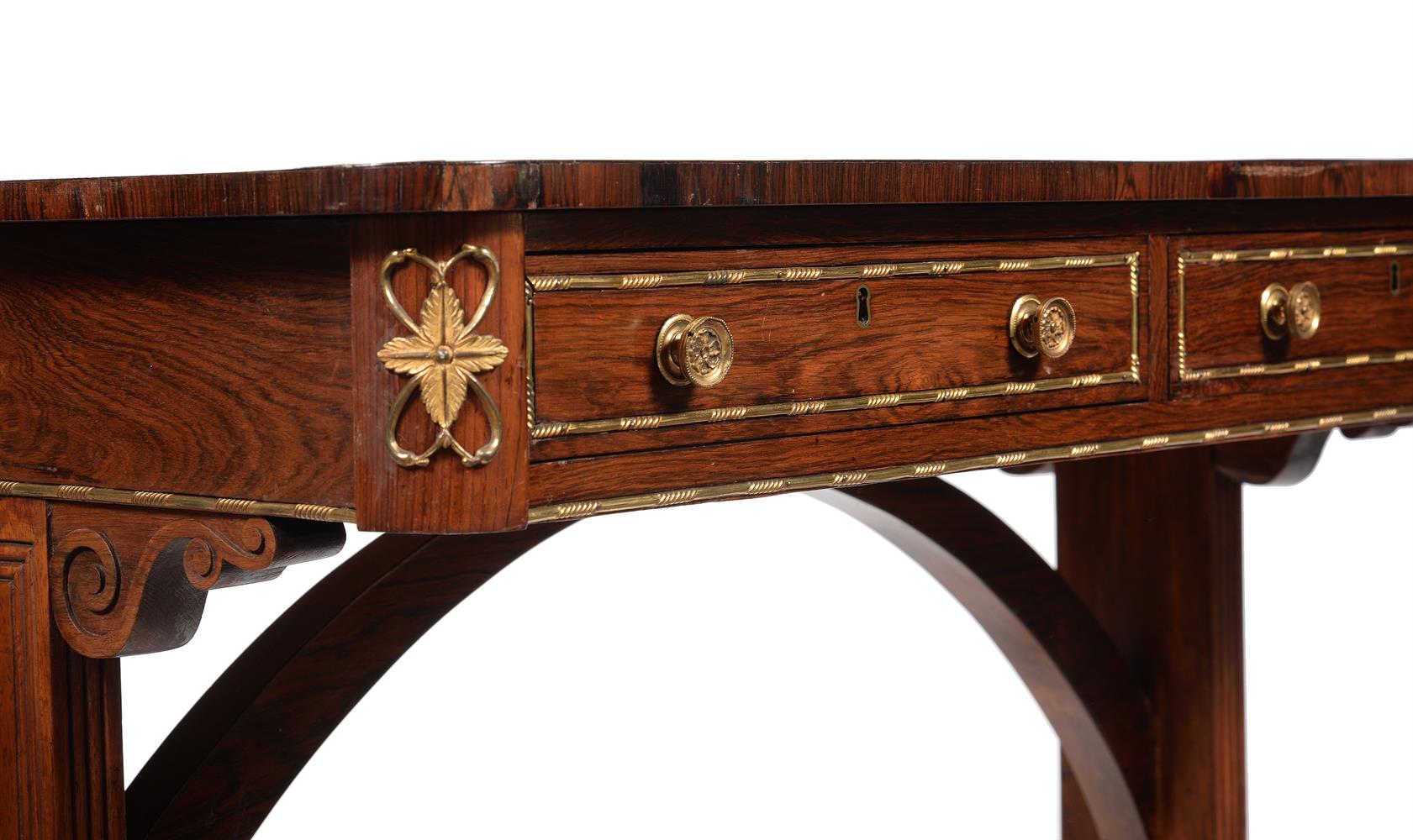 Y A REGENCY ROSEWOOD AND GILT METAL MOUNTED LIBRARY TABLE IN THE MANNER OF JOHN McLEAN, CIRCA 1815 - Image 3 of 5