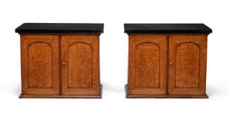 A PAIR OF VICTORIAN POLLARD OAK TABLE TOP CABINETS, MID 19TH CENTURY