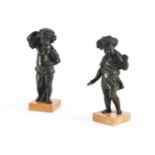 AFTER CLAUDE MICHEL CLODION (FRENCH, 1738-1814), A PAIR OF BRONZE CHERUBIC HARVEST GATHERERS
