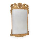 A GILTWOOD WALL MIRROR, IN GEORGE II STYLE, 19TH CENTURY