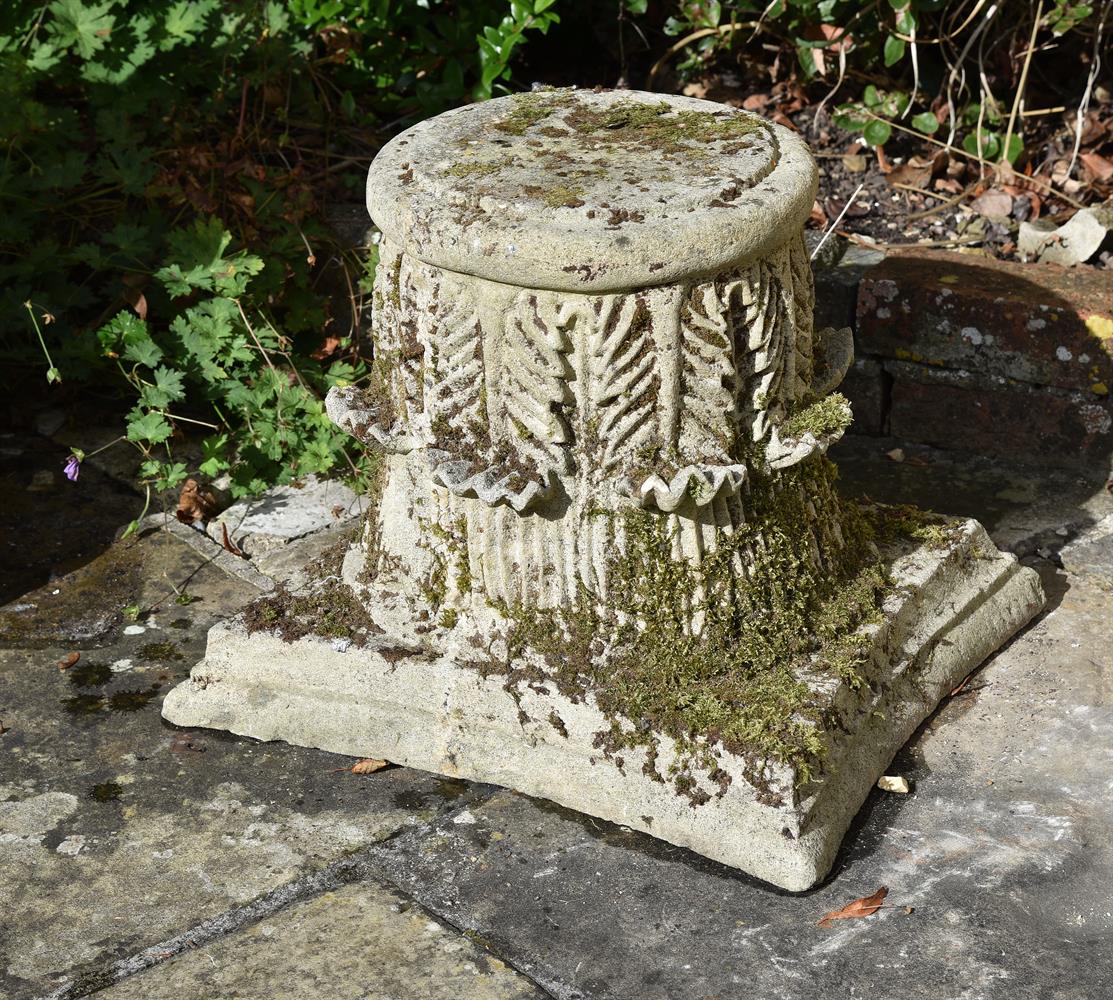 A CARVED LIMESTONE AND GLASS OCCASIONAL TABLE, LATE 19TH/20TH CENTURY - Image 2 of 2