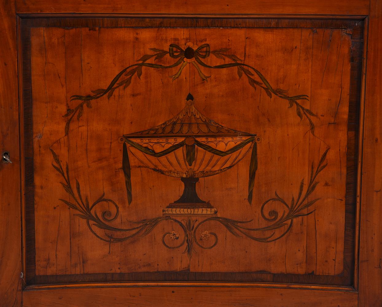 Y A SHERATON REVIVAL SATINWOOD AND MARQUETRY WATERFALL OPEN BOOKCASE, THIRD QUARTER 19TH CENTURY - Image 4 of 6