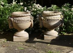 A PAIR OF TERRACOTTA URNS IN THE MANNER OF PULHAM, LATE 19TH CENTURY