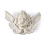 A CARVED MARBLE CHERUB MASK POSSIBLY ITALIAN, LATE 17TH/EARLY 18TH CENTURY