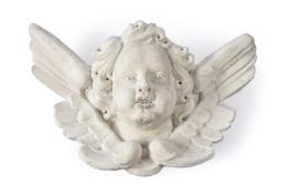 A CARVED MARBLE CHERUB MASK POSSIBLY ITALIAN, LATE 17TH/EARLY 18TH CENTURY